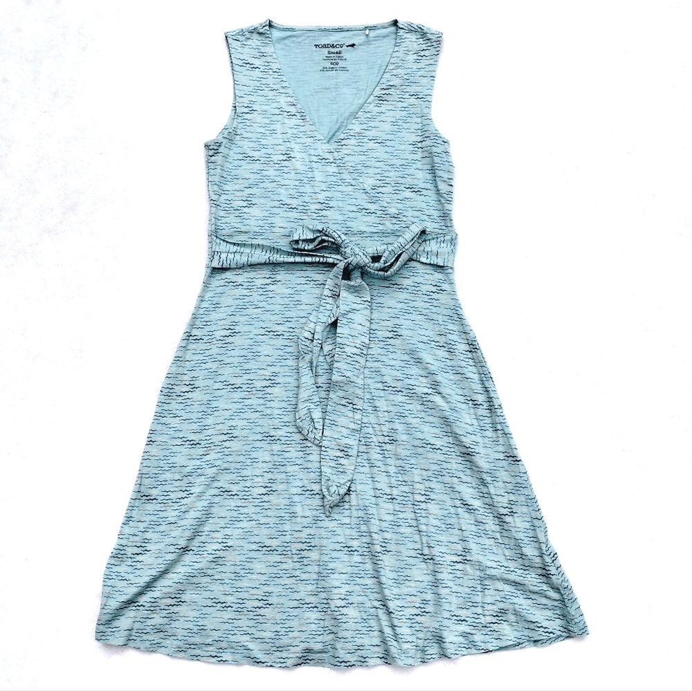 Toad & Co Cue Wrap Sleeveless Women's Blue Teal Dress Size Small Pockets Organic